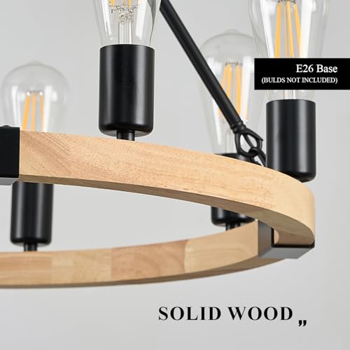Natural Wooden Wagon Wheel Chandelier 8