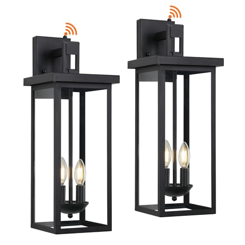 22'' Outdoor Wall Lights Dusk Dawn Large Black Exterior Porch Light Fixture (2 Count)