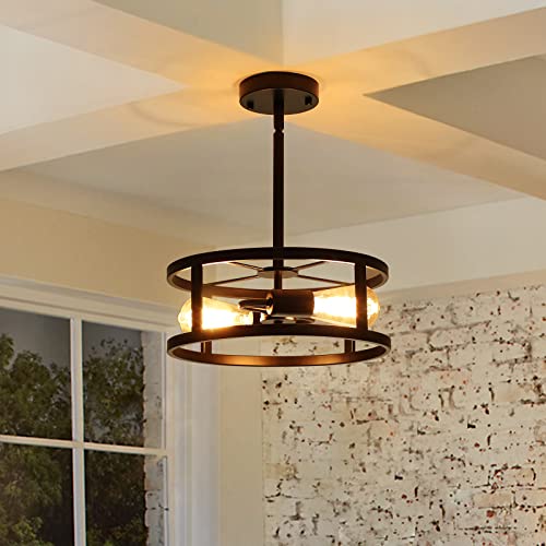 Industrial Black Semi Flush Mount Ceiling Light