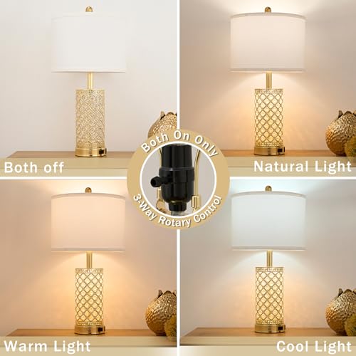 24in Crystal Table Lamp Set of 2 Bedroom Lamps for Night Stand (2 Count)