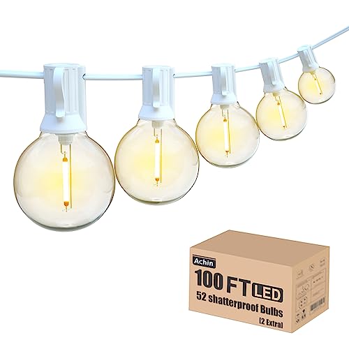 Outdoor String Lights 100FT G40 Globe Patio Lights Outdoor Waterproof with 50+2 Shatterproof LED Bulbs 2700K Dimmable String Lights for Outside Backyard Party Wedding