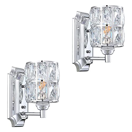 Crystal Wall Sconce Chrome Dry&Wet Dual Use 1 Light 2 Pack UL Certified (2 Count)