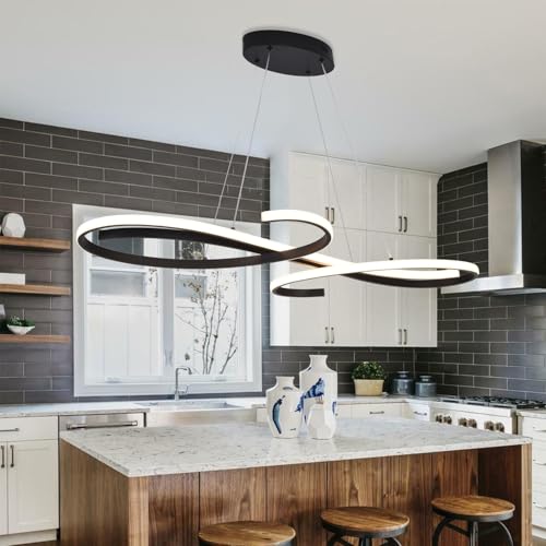 Black Modern Led Chandelier Dimmable Pendant Light Fixture