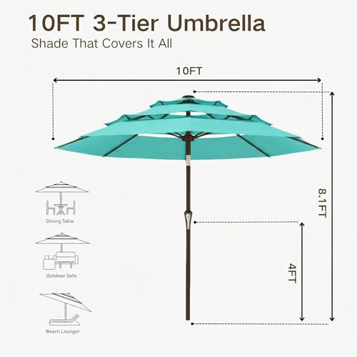 10ft 3 Tier Patio Umbrella
