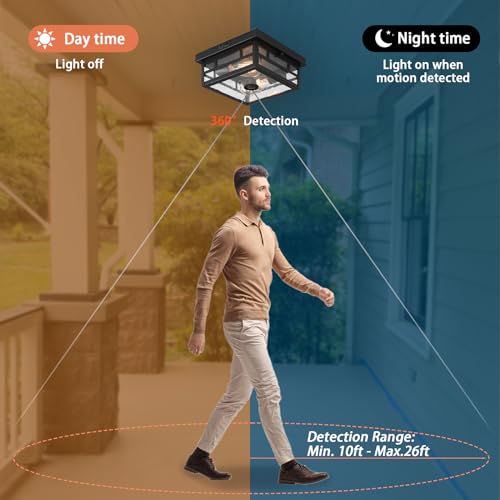 Outdoor Flush Mount Motion Sensor Ceiling Light