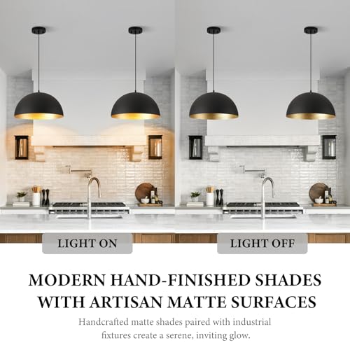 20 Inch Black and Gold Industrial Pendant Lighting for Kitchen Island