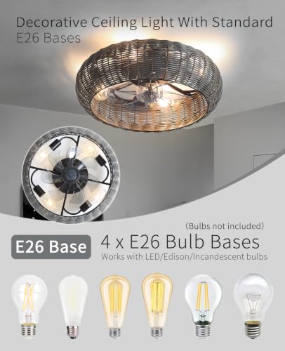 Low Profile Ceiling Fan with Light (Grey / Medium)