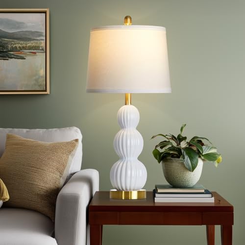 28" White Ceramic Table Lamps Set of 2 (2 Count)