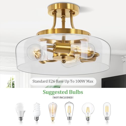 3 Light Semi Flush Mount Light Fixture