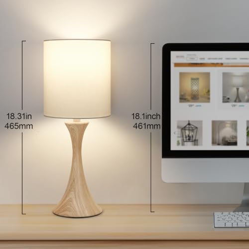 Dimmable Wood Grain Metal Table Lamp