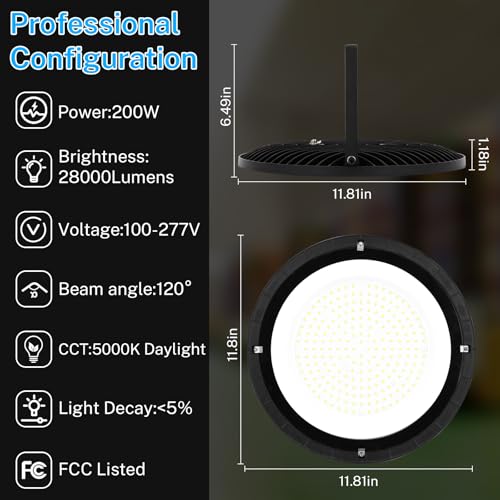 200W UFO LED High Bay Light 2Pack