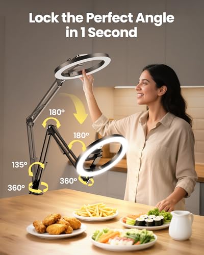 Upgrade Ring Light Overhead Camera Phone Mount for Desk