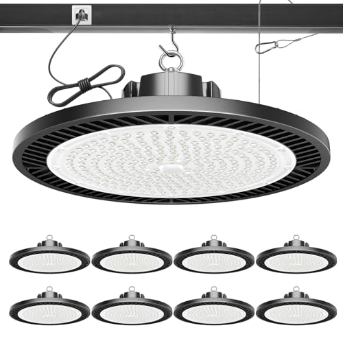 250W 37500LM 5000k 8pack UFO High Bay Led Shop Lights with Plug 5ft Cable (8 Count)