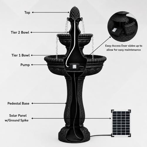 39" 2 Tier Outdoor Freestanding Solar Water Fountain