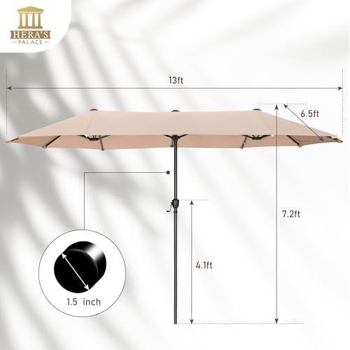 13 ft Rectangle Patio Umbrellas Large Outdoor Umbrella with Crank Powerful UV Protective Table Umbrella Outdoor Patio for Backyard
