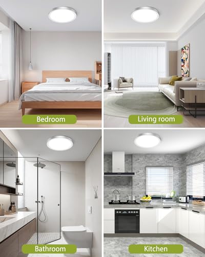2PACK Flush Mount LED Ceiling Light Fixture Brushed Nickel (2 Count)