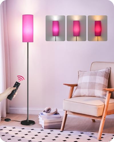 Dimmable Purple Floor Lamp for Living Room with Remote and Foot Switch