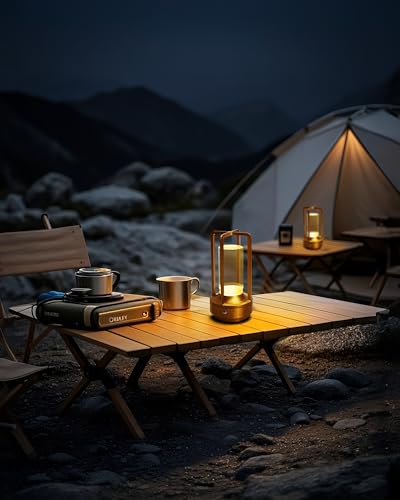 Set of 2 Cordless Table Lamps Rechargeable LED Desk Lamps Gold (2 Count)