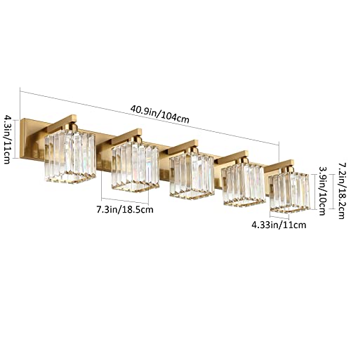 Bathroom Vanity Lights Fixtures Crystal Vanity Light 5 Light Modern Brass Bathroom Lighting Fixtures