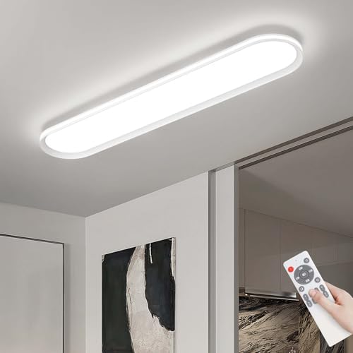 Modern LED Ceiling Light Dimmable Linear Ceiling Light 39.4in Semi Flush Mount Long Lights with Remote Control and Side Lighting for Living Room Kitchen Dining Room
