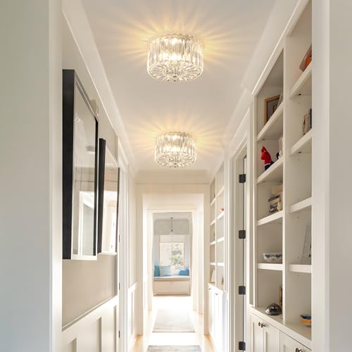 2 Light Chrome Crystal Ceiling Light