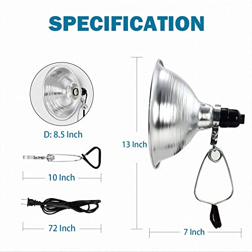 18 2 6 FT Clamp Lamp Light with Detachable 8.5 Inch Aluminum Reflector (2 Count)