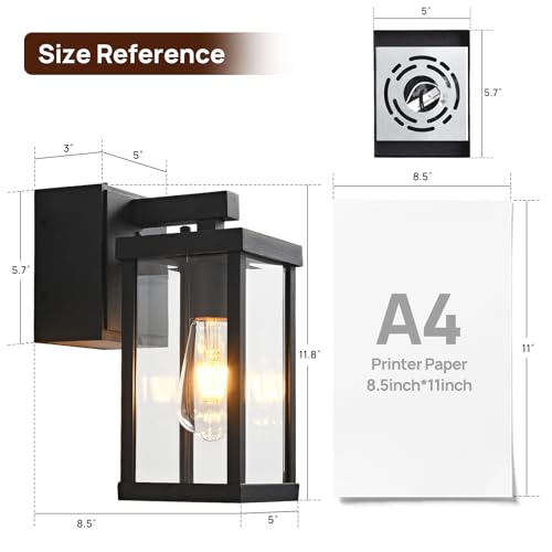 Porch Lights with GFCI Outlets Dusk to Dawn Outdoor Wall Lights Waterproof Exterior Lighting Fixtures Modern Outside Lights Wall Mount for House Patio Garage