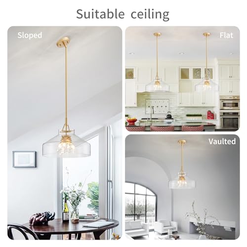 Chandelier Rustic Farmhouse Industrial Round Ceiling Pendant LED Light Fixture with Clear Glass Shades for Dining Room Kitchen Island Foyer Entryway