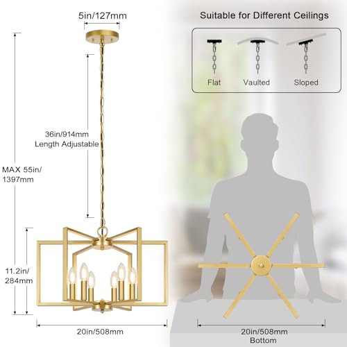 6 Light Gold Chandelier