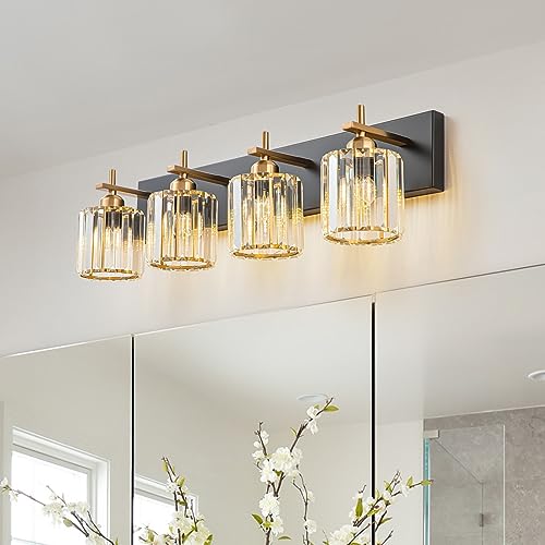 Black Gold Crystal Bathroom Vanity Light