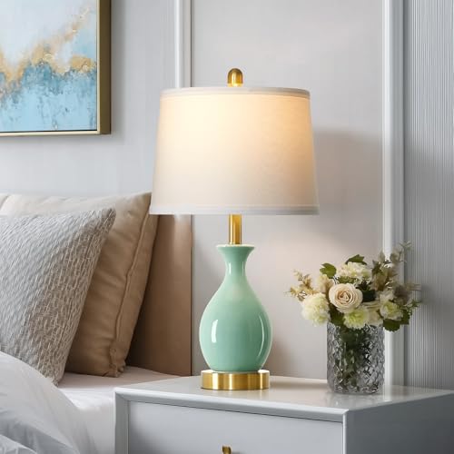 24″ Sage Green Ceramic Table Lamps Set of 2 (2 Count)