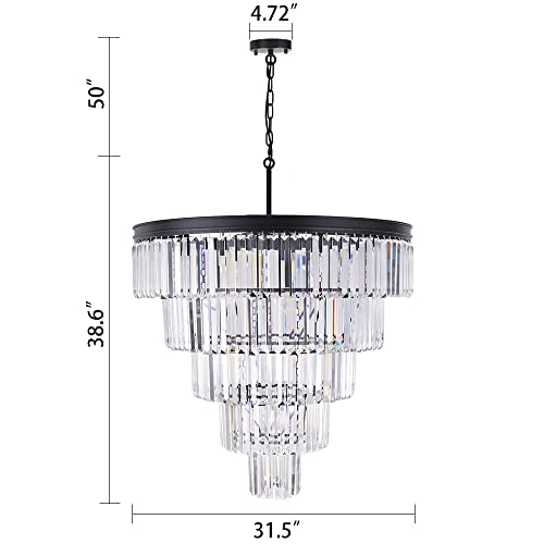 10 Light Large Crystal Chandelier 31.5 inch