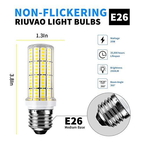 Led Light Bulb 6pcs 200w Equivalent 2500 Lumen 5000k Cool Daylight White 20w Super Bright Led Bulb E26