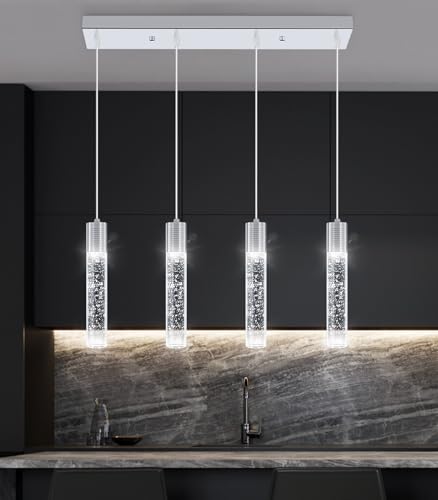 4 Lights Mini Crystal Pendant Light for Kitchen Island (4 Count)