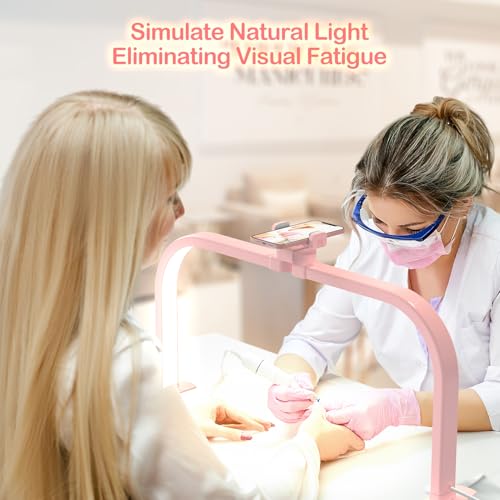 Upgrade Large Half Moon Light for Nail Desk with Phone Holder for Nail Lamp