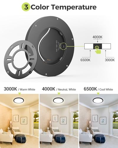 1PACK LED Flush Mount Ceiling Light Fixture Black