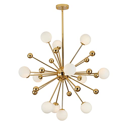 12 Light Gold Globe Sputnik Chandelier Mid Century Modern Ceiling Light