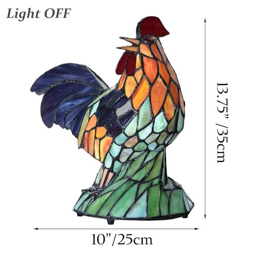 A0022 Tiffany Style Rooster Stained Glass Accent Lamp
