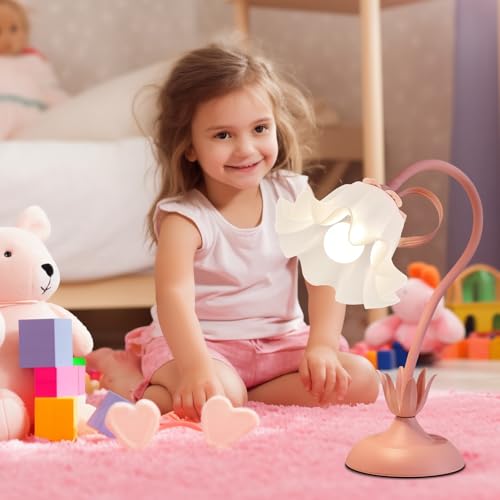 Flower Desk Lamp Cute Pink Table Lamp for Bedroom Girls Room