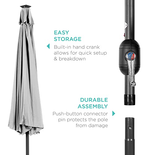 10ft Solar Polyester LED Lighted Patio Umbrella w