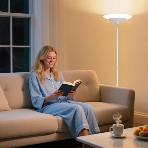 White Torchiere Floor Lamp