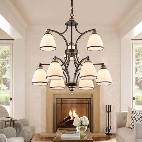 Black Farmhouse Chandelier for High Ceiling 9 (5 Count)
