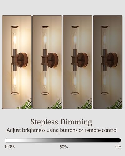 Walnut Wireless Battery Operated Wall Sconces with Remote Control