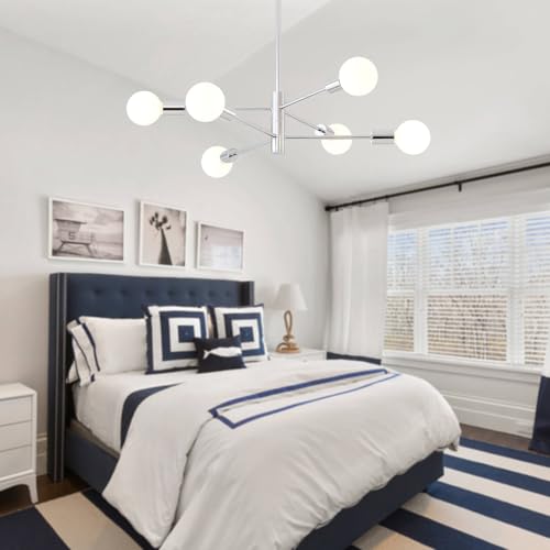 6 Light Sputnik Ceiling Light Fixture Chrome Living Room Chandelier