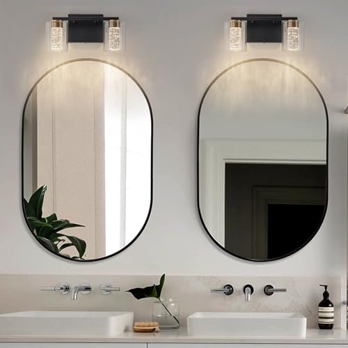 2 Light Black and Gold Vanity Light with 3 Color Modes
