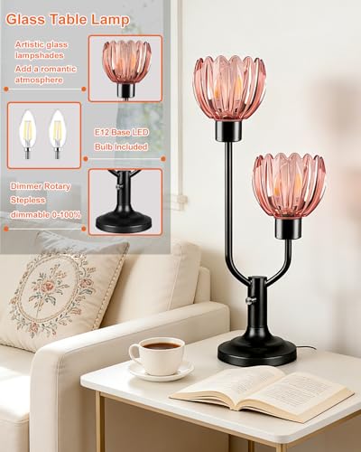 Flower Mid Century Modern Table Lamp for Living Room Dimmable Gift
