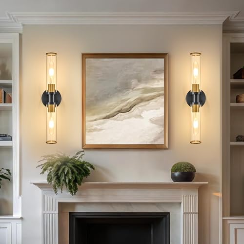 Black & Gold Wireless Battery Operated Wall Sconces with Remote (2 Count)