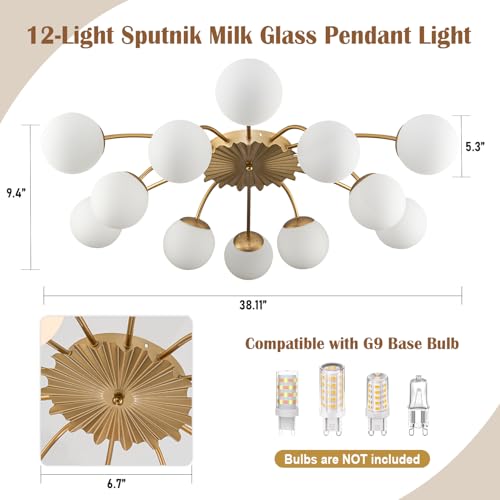 12 Light Milk Glass Pendant Light