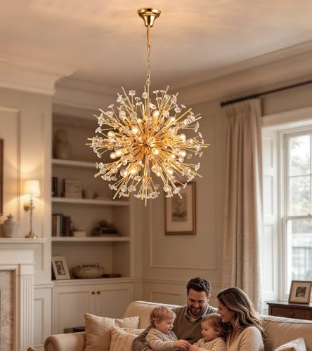 Modern 20 Light Gold Sputnik Chandelier