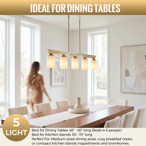 5 Light Brushed Gold Linear Chandelier